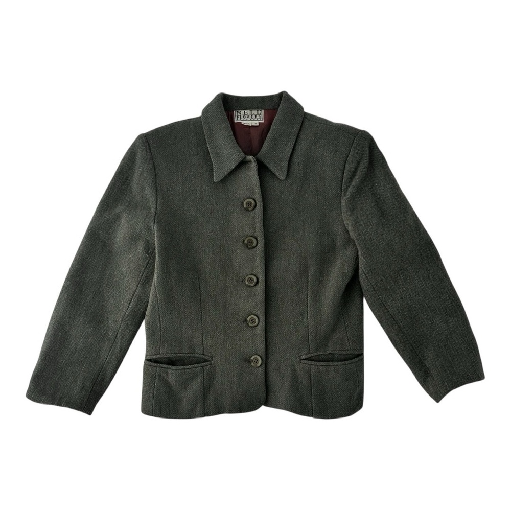 Vintage 1980's Nell Flowers J.G. Hook Women's Wool Blazer Jacket Classic Preppy